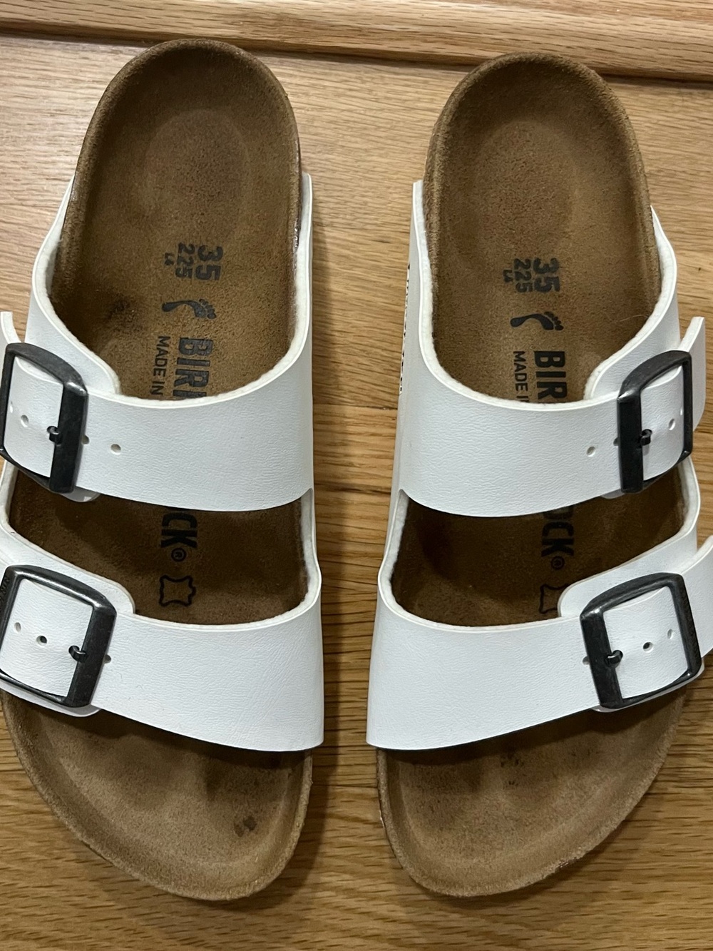 Birkenstock White Arizona Double Buckle Sandals